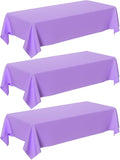 Purple Tablecloth - 3 Pack 54" × 108" Rectangle Disposable Light Purple Tablecloth, Lavender Waterproof Plastic Table Cover for Party, Wedding, Lavender Birthday Decoration