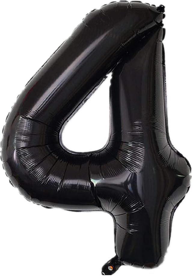 YPSelected 32 Inch Large Foil Helium Number Balloon Birthday Wedding Party 0-9 (Black, 4)