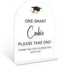 Graduation One Smart Cookie Sign, 6 x 8 Inch White Arch Acrylic Grad Party Sign with Holder, Graduation Cookie Sign, Grad Decor, High School College Party Supplies - DL05