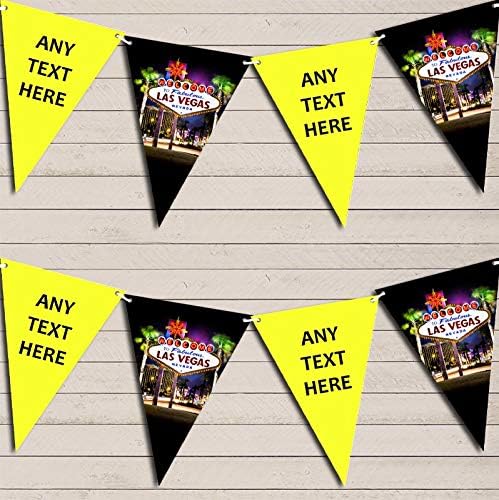 Yellow Las Vegas Personalized Birthday Party Bunting - Hanging Party Decoration - Birthday Party Banner Garland | Decorative Party Supplies