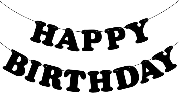 Black Happy Birthday Banner Birthday Party Decorations Birthday Sign Backdrop Party Supplies Happy Birthday Bunting Banner for Kids Adults