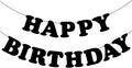 Black Happy Birthday Banner Birthday Party Decorations Birthday Sign Backdrop Party Supplies Happy Birthday Bunting Banner for Kids Adults