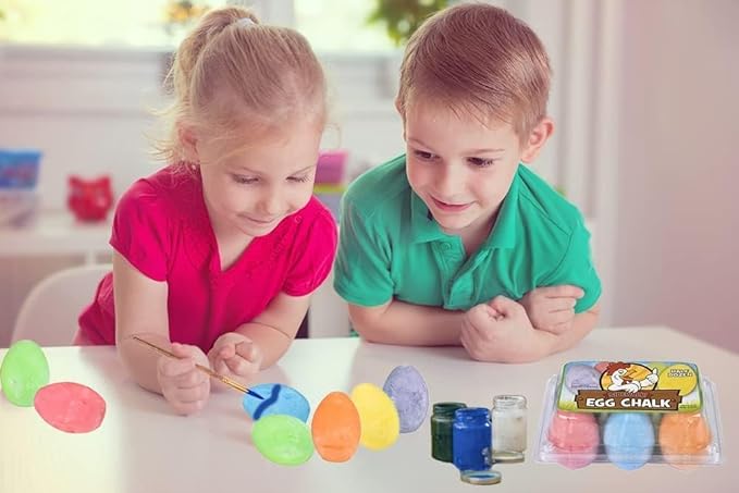 6-Pack Easter Egg Chalk, Sidewalk Chalk for Kids, Easter Basket Stuffers Gifts Fillers, Perfect For Easter Egg Hunt, Party Favors, 2.5" Inch