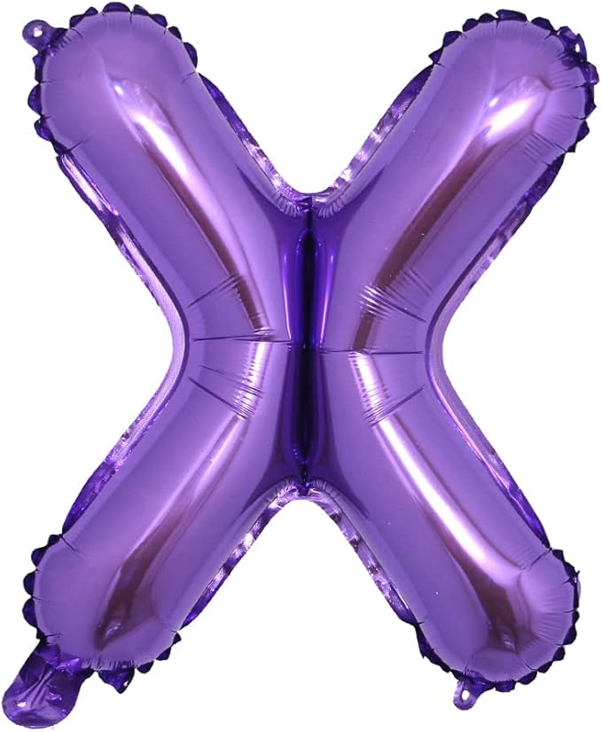 16 inch Purple Alphabet Letter and Number Balloons Set Package, Aluminum Hanging Foil Film Banner Mylar Balloon for Birthday Party Decoration Custom Word (A-Z, 0-9) (16 Inch Purple X)