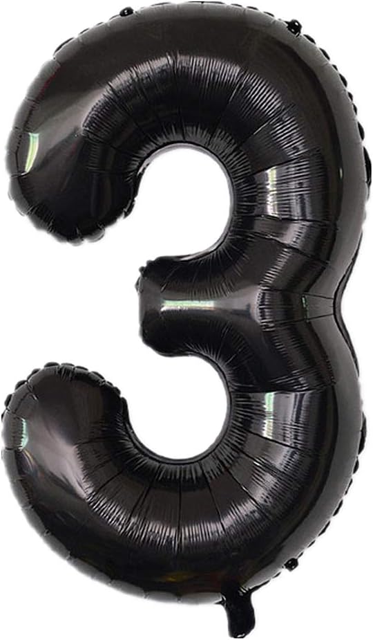 YPSelected 32 Inch Large Foil Helium Number Balloon Birthday Wedding Party 0-9 (Black, 3)
