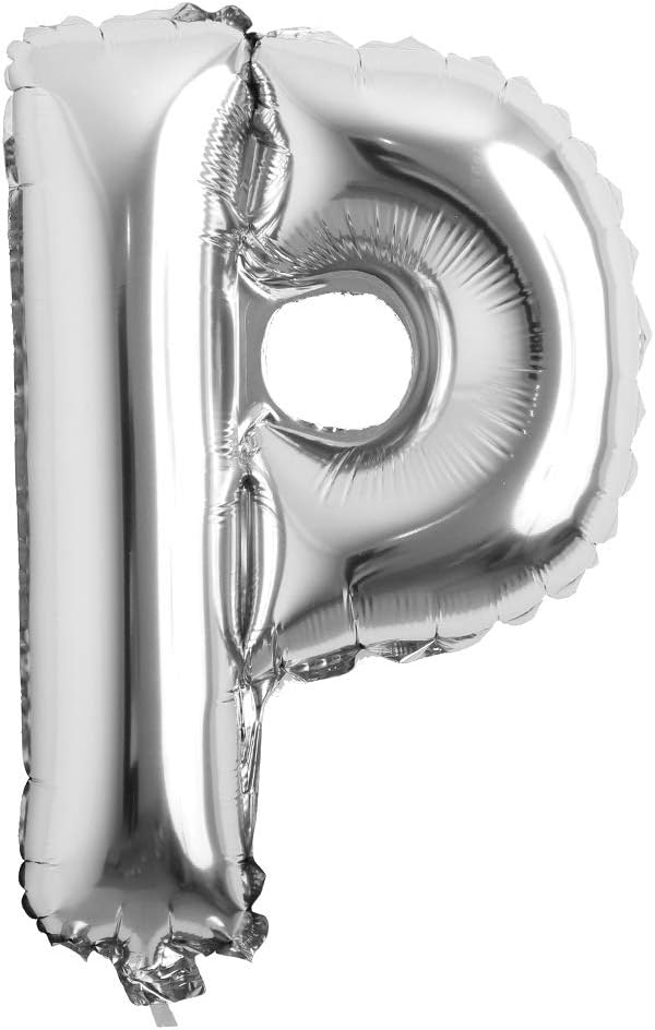 16" inch Single Silver Alphabet Letter number Balloons Aluminum Hanging Foil Film Balloon Wedding Birthday party decoration banner Air Mylar Balloons (16 inch Silver P)