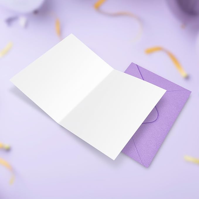 Whimsical Mermaid Birthday Card for Girls & Women - Cute Purple Fantasy Greeting Card for Daughter, Granddaughter, Niece - 5x7 Happy Birthday Card with Envelope & Sticker Seal - Premium Thick Card Stock