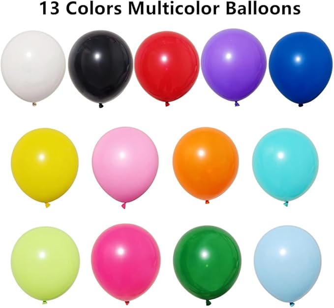 500 Pcs 12 Inch Rainbow Balloons Assorted Colors Latex Multicolor Bulk Balloon 13 Kinds Color for Birthdays Weddings Party Decorations