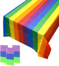 Pride Rainbow Tablecloth, 3 Pack Disposable Table Covers, 54" x 108" Plastic Table Cloth for Rectangle Tables for Wedding, Party, Banquet, Burgunday