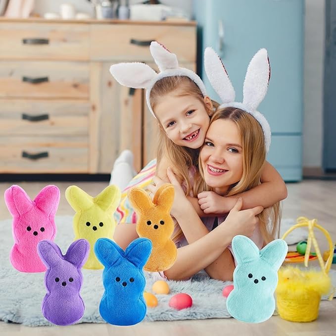 6PCS Cute Bunny Plush Toys,Easter Basket Stuffers Toys for Kids,Bunny Stuffed Animals,Easter Party Favors Gift for Girls Boys