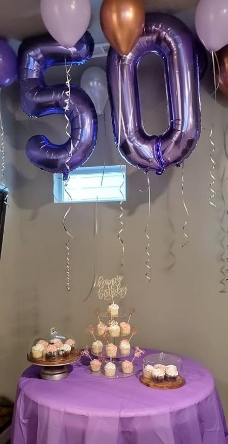 Big Mylar Purple Number 5 Balloon 40 Inch, 5th Birthday Number Balloon 2025 Decorations, Men Boy 15 25 35 50 55 65 Birthday Numbers, Anniversary Party Supplies Foil Number Balloons