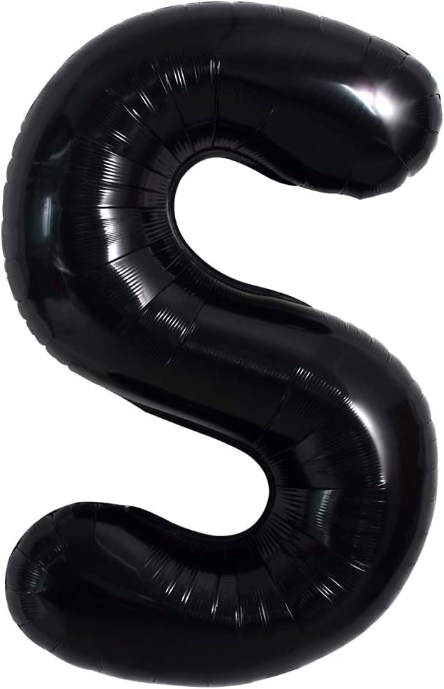 TONIFUL 40 Inch Large Black S Letter Balloon - Jumbo Helium Foil Mylar Big Alphabet for 2026 New Year Eve Graduation Wedding Baby Shower Birthday Party Anniversary Supplies Decorations