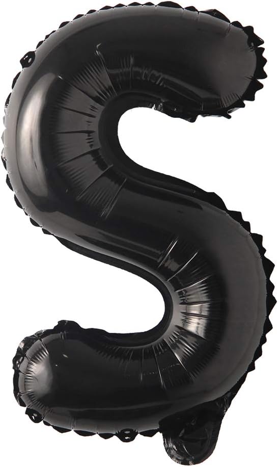 16" inch Single Black Alphabet Letter number Balloons Aluminum Hanging Foil Film Balloon Wedding Birthday party decoration banner Air Mylar Balloons (16 inch Black S)