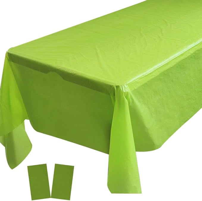 2 Pack Easter Plastic Tablecloths Disposable Table Covers Table Cloths BBQ Picnic Birthday Christmas Parties Covers Waterproof Oil-proof Table Cloth Thin Easter Party Green Table Cloths 54 x 108 In