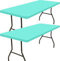 Smiry 2 Pack Rectangle Picnic Table Cloth, Waterproof Elastic Fitted Tablecloths, Washable Polyester Rectangular Patio Table Cover for Camping, Indoor and Outdoor (Aqua, 30"x72")