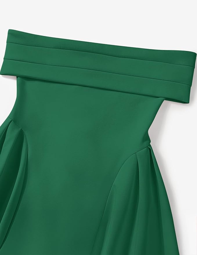 ZESICA Summer 2026 Cocktail Dresses for Women's Off Shoulder Short Sleeve Swing A Line Wedding Evening Party Midi Dress