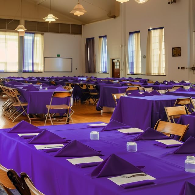 Purple Plastic Table Cloth - 4 Pack 54" × 108" Rectangle Disposable Tablecloths for 6FT Tables, Table Cover for Easter Party, Holiday & Gathering Use