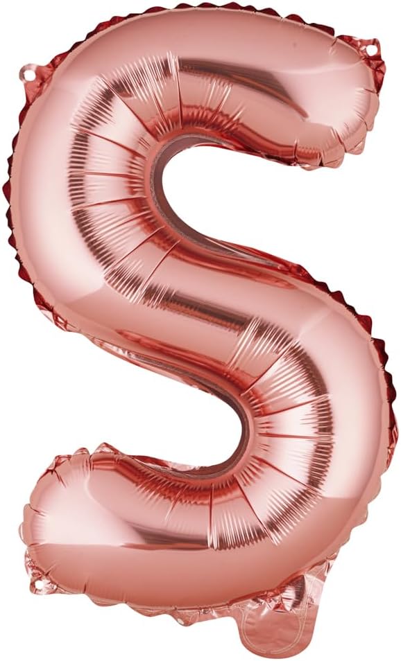 Restaurantware-Balloonify 16 Inch Letter Balloon, 1 Alphabet Party Balloon - Letter S, Self-Sealing, Rose Gold Foil Mylar Finish, Hanging Loop, Decoration For Birthday, Wedding, Or Graduation