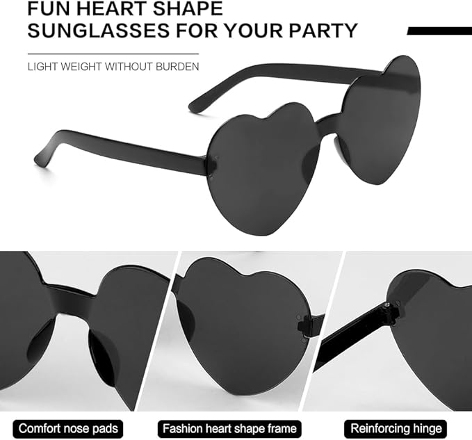 Heart Sunglasses 2 Pairs Heart Shaped Sunglasses Womens Heart Glasses Rave Sunglasses for Women Party Favors