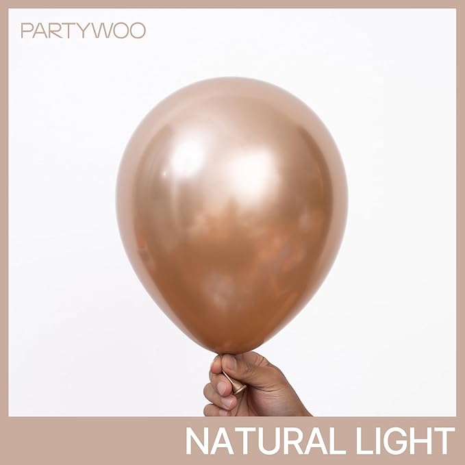 PartyWoo Metallic Rose Gold Balloons 50pcs 12 Inch Chrome Champagne Gold Latex Balloons for Wedding Baby Shower Birthday Anniversary Bachelorette Bridgerton Floral Party Decorations Rose Gold-G112