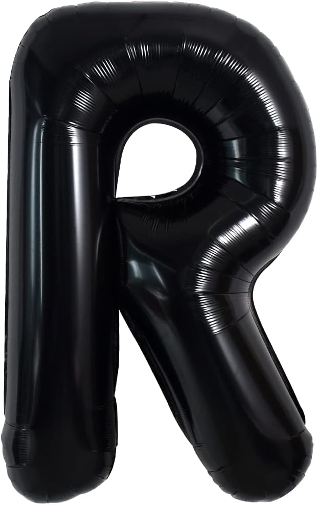 TONIFUL 40 Inch Large Black R Letter Balloons, Jumbo Helium Balloons for 2026 New Year Eve Graduation Wedding Baby Shower Birthday Party Anniversary Supplies Decorations