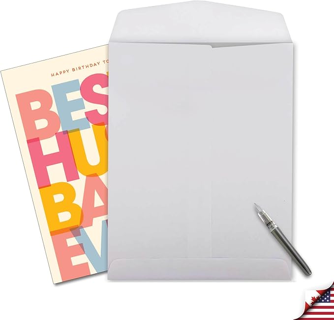 NobleWorks - 1 Jumbo Happy Birthday Card for Husband (8.5 x 11 Inch) - Big Humor Stationery for Birthdays - Best Husband Ever J7354BDG