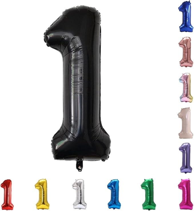 YPSelected 32 Inch Large Foil Helium Number Balloon Birthday Wedding Party 0-9 (Black, 1)