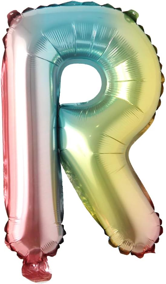 16 inch gradient rainbow Letter number balloons unicorn party foil balloon baby shower 1 birthday party decorations kids numbers Air ball (16 Inch Rainbow R)