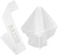 Bride To Be Sash White Wedding Veil, Bride Pearl Satin Sash Veil Set Bachelorette Party Favors Accessories for Bridal Showers Engagement Party Decorations