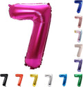 YPSelected 32 Inch Large Foil Helium Number Balloon Birthday Wedding Party 0-9 (Rose Red, 7)