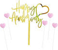Happy Anniversary Cake Topper Happy Anniversary Cake Decorations for Party Decorations (pink heart)