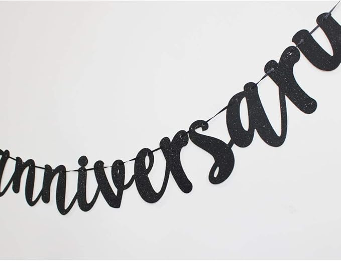 Happy Anniversary Banner, Funny Black Paper Sign Decors for Wedding Anniversary Party Supplies
