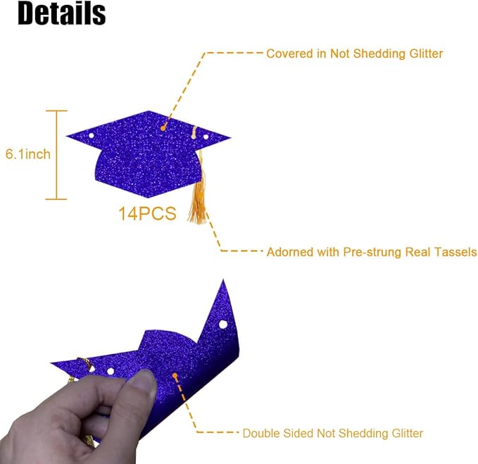 Graduation Decorations Class of 2026 Glitter Pre-Strung Congrats Grad Graduation with Tassel Party Congratulations Banner Decor College High School Graduation Party Favors Purple