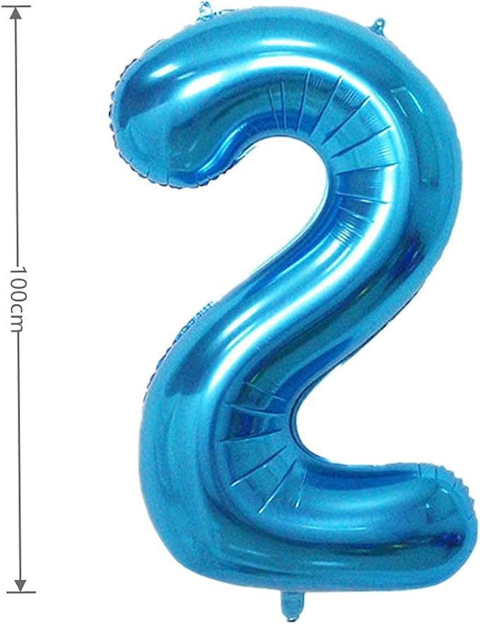 40 Inch Large Foil Helium Number Balloon Birthday Wedding Party 0-9 (Blue, 2)