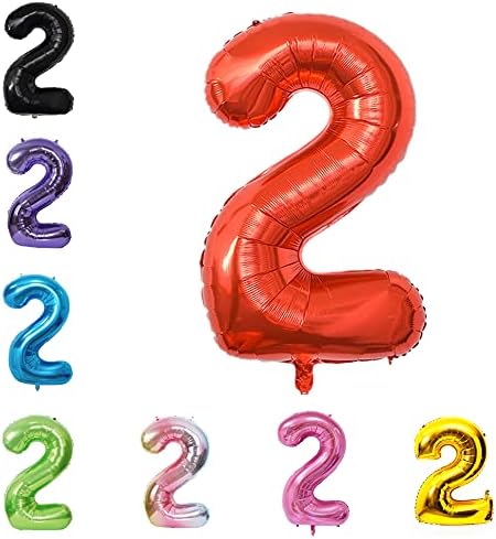 40 Inch Large Foil Helium Number Balloon Birthday Wedding Party 0-9 (Red, 2)