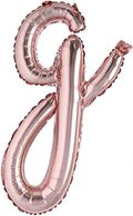 18 Inch Rose Gold Happy Birthday Balloons - Lowercase Letters Handwriting Style, Birthday Party Decoration