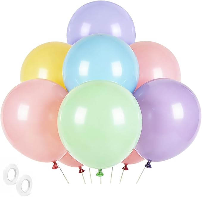 Pastel Balloons Latex Pastel Birthday Decorations 30 Pack 18 inch Round Helium Multicolor Macaron Rainbow Decor for Birthday Rainbow Party Baby Shower Wedding Easter Balloons Decorations