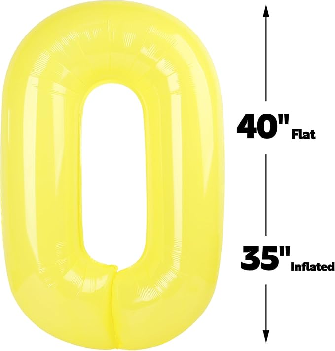 Yellow 40 Inch 0 Number Balloons, 0 Decorations for 10 20 30 40 50 60 70 80 90 100 Birthday, 2026 Yellow Foil Giant Birthday Graduations Anniversary Party Balloon
