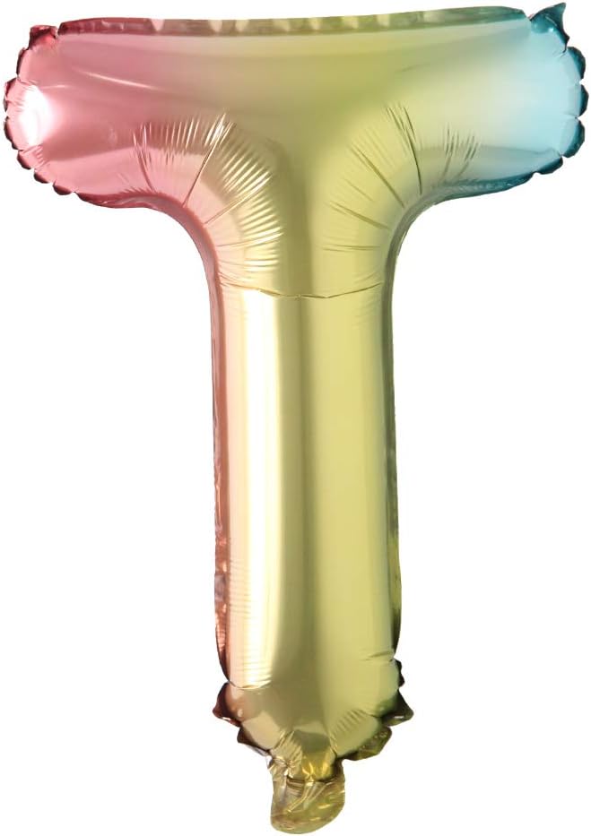 16 inch gradient rainbow Letter number balloons unicorn party foil balloon baby shower 1 birthday party decorations kids numbers Air ball (16 Inch Rainbow T)