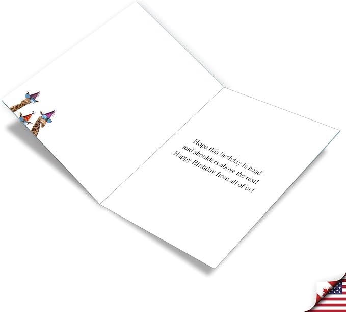 NobleWorks - Hilarious Happy Birthday Card with Envelope (8.5 x 11 Inch) - Funny Animal Greeting Card From All Of Us - Cool Giraffe J6335BDG-US