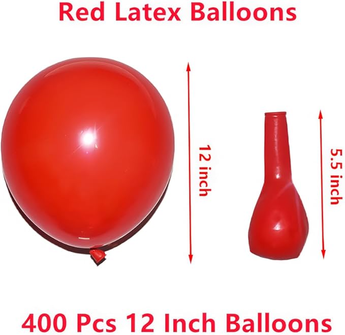 400 Pcs Red Balloons 12 Inch Bulk Latex Balloon for Birthdays Weddings Party Decorations