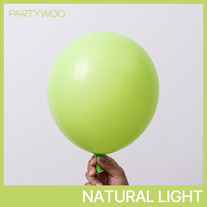 PartyWoo Lime Green Balloons 152pcs Different Sizes of 18 12 10 5 Inch Light Green Latex Balloon Arch Kit Garland for Wedding Birthday Dinosaur Jungle Golf Football Theme Party Decorations Green-Y6