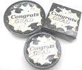120 Pc Class of 2026 Graduation Party Set for 30 Guests - Includes Dinner Plates, Dessert Plates, Cups & Napkins - Ideal for Grad Parties, School Events & Celebrations - Classic Black & Gold Theme