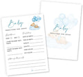 Baby Predictions & Advice Shower Game, 25 Blue Bear & Balloon Theme Ready-to-Play Cards, Fun Icebreaker Activity for Boys, Baby Shower Party Games and Supplies - B04
