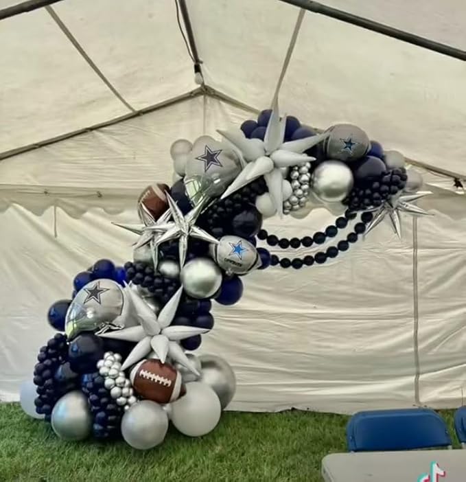 141Pcs Cowboy Balloon Arch Garland Kit Navy Blue White Sliver Balloons for Birthday Decor Western and Cowboy Theme Party Decorations
