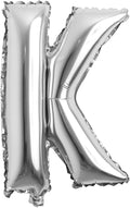 16" inch Single Silver Alphabet Letter number Balloons Aluminum Hanging Foil Film Balloon Wedding Birthday party decoration banner Air Mylar Balloons (16 inch Silver K)