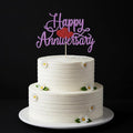 Happy Anniversary Cake Topper - Company Anniversary,Wedding Wedding Anniversary,Birthday Party Selected Decoration Supplies(Purple Red Glitter)