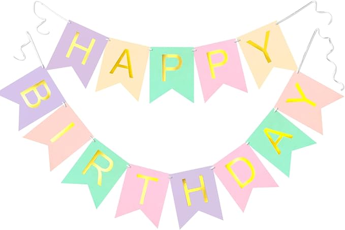 Letjolt Macarone Happy Birthday Banner Party Signs Colorful Funny Supplies Garland for Girls Birthday Party Indoor Decorations Nursery Hanging Decorations 13 Pcs