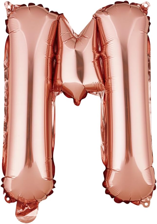 Restaurantware-Balloonify 16 Inch Letter Balloon, 1 Alphabet Party Balloon - Letter M, Self-Sealing, Rose Gold Foil Mylar Finish, Hanging Loop, Decoration For Birthday, Wedding, Or Graduation