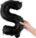 Restaurantware-Balloonify 16 Inch Letter Balloon, 1 Alphabet Party Balloon - Letter S, Self-Sealing, Black Foil Mylar Finish, Hanging Loop, Decoration For Birthday, Wedding, Or Graduation
